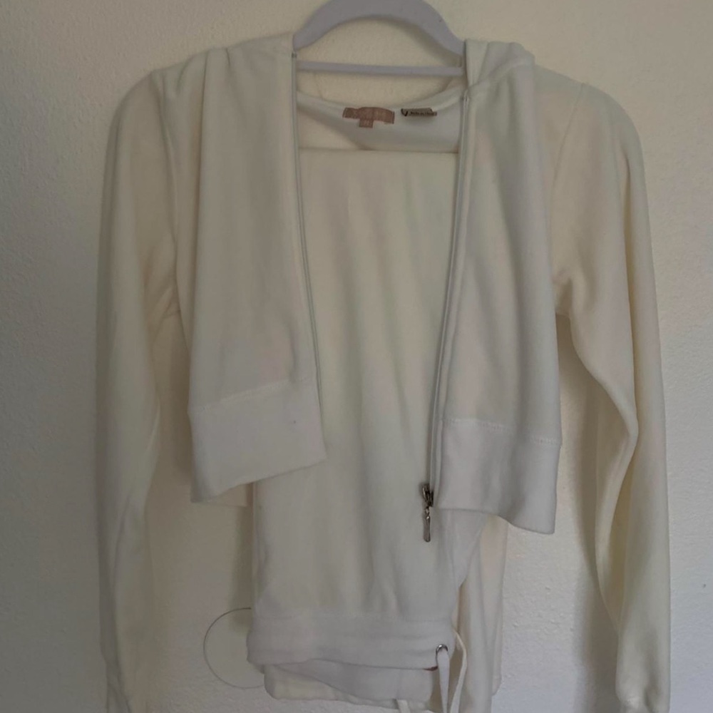 Cream Zip-Up Hoodie and bottom Set
